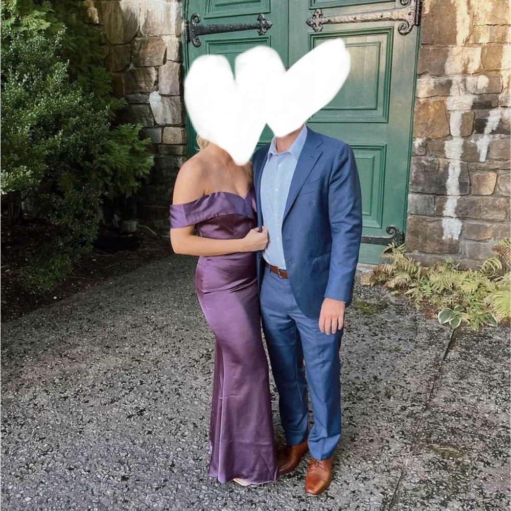 Revelry Bardot Bridesmaid Dress Petite Maxi in Dusty Plum - 730 | Size 4 - Picture 5 of 5